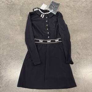 PXG Golf Wear NWT Women's Size L Black Pleated Button Up Dress Athletic XXS